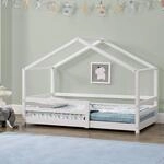 [en.casa] Kinderbett Kn&auml;tten Hausbett Bodenbett 80 x 160 cm Holzbett f&uuml;r...