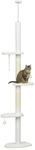 PawHut Kratzbaum Deckenhoch 225-255 cm mit Pl&uuml;schball f&uuml;r Katzen Wei&szlig;