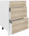 VCM K&uuml;chenm&ouml;bel Unterschrank 50x46x82 cm 3 Schubladen | Stauraum f&uuml;r T&ouml;pfe und