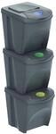 Prosperplast Sortibox 3x20L M&uuml;lleimer M&uuml;lltrennsystem Abfalleimer Beh&auml;lter (Grau)