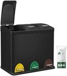 SONGMICS M&uuml;lleimer K&uuml;che, 3 x 8 L, kleine Kapazit&auml;t, M&uuml;lltrennsystem 3 F&auml;cher,