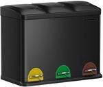 SONGMICS M&uuml;lleimer K&uuml;che, M&uuml;lltrennsystem 3 F&auml;cher, Abfalleimer, 45 Liter