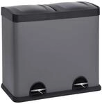 SVITA T2X24 M&uuml;lleimer 48 Liter Grau 2 x 24L Treteimer Abfalleimer M&uuml;lltrennung mit