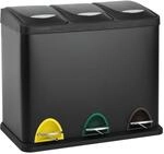 SVITA TC3X8 24 L Treteimer Abfalleimer M&uuml;lleimer Pulverbeschichteter Stahl Schwarz