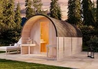 FinnTherm Fasssauna aus Holz ScandiPod Deluxe, Outdoor-Sauna mit Vorraum und