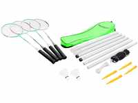 HUDORA Badminton-Set mit Netz - 4 Badminton-Schäger + 2 Kork Badminton-Bälle -