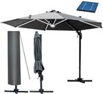 BRAST Alu Sonnenschirm Ampelschirm | &Oslash;360cm Grau + LEDs | Sch&uuml;tzh&uuml;lle | viele