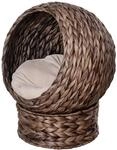 PawHut Rattan Katzenkorb Katzenh&ouml;hle Katzenh&uuml;tte Katzenbett mit Kissen...