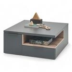ENNA Couchtisch mit Schubladen, Dunkelgrau Rima Eiche Optik - 80 x 35 x 80