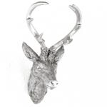 Hirschgeweih Hirschkopf Geweih 10-Ender in Silber, Metall-Optik 15 x 30 cm, Figur