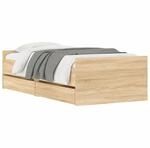 vidaXL Bettgestell, Bettrahmen mit Lattenrost, Bett G&auml;stebett mit Schubladen,