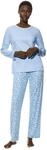 Mey Nachtw&auml;sche Serie Flower Meadow Damen Schlafanz&uuml;ge Blue Silk 3XL(48)