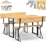 holz4home&reg; Bierzeltgarnitur 3-teilig aus Holz mit Lehne I Bierbankgarnitur mit...
