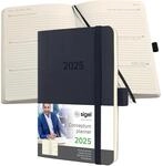 SIGEL C2523 Wochenplaner Wochenkalender 2025, ca. A6, schwarz, Softcover, 176 Seiten,