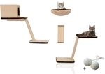 Rohrschneider 8-teiliges Kletterwand-Set Katzen, 2 Spielkugeln, Beige/Braun