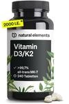 natural elements Vitamin D3 + K2 &ndash; > 99,7% all-trans MK-7 & 2000 IE Vitamin D3 &ndash;