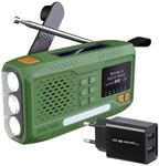 infactory Solarradio: Mobiles DAB+-Kurbelradio mit EWF, Solarpanel, LED und