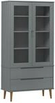 vidaXL Vitrinenschrank, Vitrine mit 2 Schubladen 4 F&auml;chern, B&uuml;cherregal mit