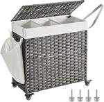 SONGMICS W&auml;schekorb mit Deckel, 140 L, W&auml;schesammler 3 F&auml;cher, W&auml;schesortierer
