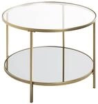 HAKU runder Beistelltisch mit Glasplatte Gold Metall Couchtisch mit Sicherheitsglas 5