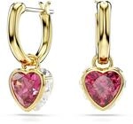 Swarovski Chroma Ohrh&auml;nger, Rote und Vergoldete Ohrringe mit Herz-Motiv und