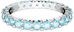 Swarovski Matrix Ring, Rhodinierter Damenschmuck mit Blauen, Strahlenden Swarovski