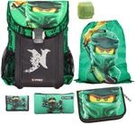 Familando - Schulranzen Set 6-teilig mit Federmappe - Ninjago Gr&uuml;n - Ergonomisch,