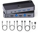 UGREEN HDMI 2.0 KVM Switch 4K@60Hz USB 3.0 Switch 4 Ports (3*USB 3.0+ USB C) Sharing