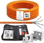 ARLI CAT 7 25m Verlegekabel Netzwerkkabel CAT.7 + 1x Netzwerkdose Cat6a + 1x