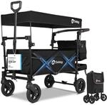 Sekey Bollerwagen Faltbar mit Dach 2 Kinder 100KG, Faltbarer Bollerwagen Handwagen