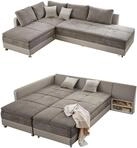 luma-Home 15102/ Ecksofa-Dauerschl&auml;fer, Graubraun/Beige, Schwenkteil rechts
