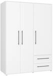 FORTE Jupiter Schrank 140 150, wei&szlig;er Kleiderschrank, Dreht&uuml;renschrank, 3-t&uuml;rig,