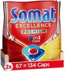 Somat Excellence Premium 5in1 Caps (134 Caps), schnellaufl&ouml;sende Sp&uuml;lmaschinentabs