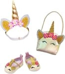 Heless 2311 - Puppenzubeh&ouml;r im Design Glitzer-Einhorn, 3-teiliges Accessoire Set mit