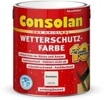 Consolan Wetterschutzfarbe, Deckender Holzschutz f&uuml;r Au&szlig;en, Kieselwei&szlig;, 2,5L