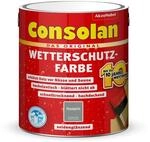 Consolan Wetterschutzfarbe, Deckender Holzschutz f&uuml;r Au&szlig;en, Royalgr&uuml;n, 2,5L