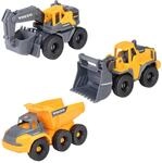 Dickie Toys Volvo Construction Set (je 16 cm) - 3 Baustellenfahrzeuge f&uuml;r Kinder mit