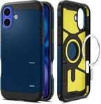 Spigen iPhone 16 H&uuml;lle Tough Armor (AI) MagFit -Navy Blue | Kompatibel mit...