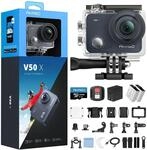 AKASO V50X Action Cam 4K30FPS mit 64GB U3 Speicherkarte Unterwasserkamera WiFi 40M
