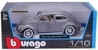 Bburago VW K&auml;fer '55, grau - Modellauto 1:18 Die-Cast Originalgetreues Sammlerauto