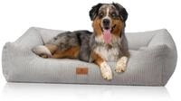 Knuffelwuff Hundebett aus Cord mit Handwebcharakter Olivia M-L 85 x 63cm Hellgrau -