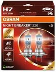 Osram NIGHT BREAKER 220, H7, +220% mehr Helligkeit, Halogen-Scheinwerferlampe,
