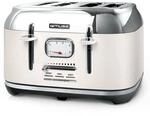Muse MS-131 SC Edelstahl-Toaster im wei&szlig;en Retro Design, analoge Anzeige,