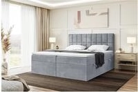 MEBLINI Boxspringbett mit Bettkasten - 180x220 - H3/Grau Samt - Lukas - Gepolstert