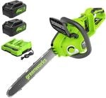Greenworks 48V (24V x 2) Akku Kettens&auml;ge mit b&uuml;rstenlosem Motor, 35cm Blattl&auml;nge,