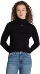 Tommy Jeans Damen Pullover Essential Turtle Neck Rollkragenpullover, Schwarz (Black),