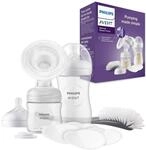 Philips AVENT Handmilchpumpe, Geschenkset &ndash; Einzelmilchpumpe, Babyflachen mit 260