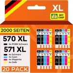 Supply Guy 20 XL Druckerpatronen kompatibel mit Canon PGI-570 CLI-571 f&uuml;r Pixma