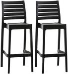 CLP 2er Set Outdoor-Barhocker Ares Mit Fu&szlig;st&uuml;tze I Stapelbare Tresenhocker In