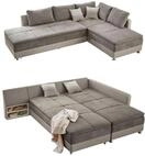 luma-Home 15101/ Ecksofa-Dauerschl&auml;fer, Graubraun/Beige, Schwenkteil Links